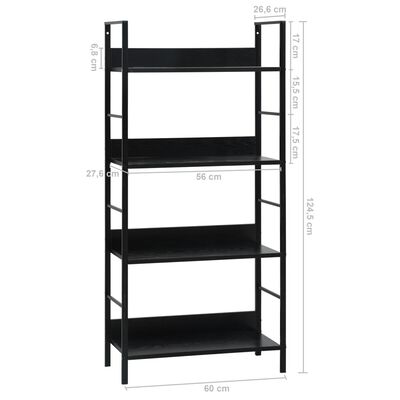 vidaXL 4-Layer Book Shelf Black 60x27.6x124.5 cm Engineered Wood