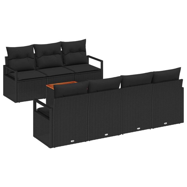 vidaXL Garden Sofa Set with Storage 8 pcs Black Poly Rattan
