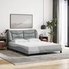 vidaXL Bed Frame with LED without Mattress "Hvar" Dark Grey 152x203 cm Queen Fabric