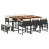 vidaXL 11 Piece Garden Dining Set with Cushions Black Poly Rattan
