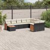 vidaXL 10 Piece Garden Sofa Set with Cushions Black Poly Rattan