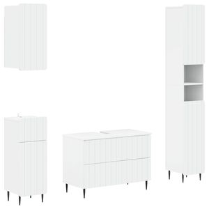 vidaXL 4 Piece Bathroom Cabinet Set ZWOLLE White Engineered Wood