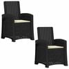 vidaXL Reclining Garden Chair Rattan Look 2 pcs Anthracite and Cream