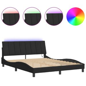 vidaXL Bed Frame with LED without Mattress "Hanko" Black 152x203 cm Queen Velvet