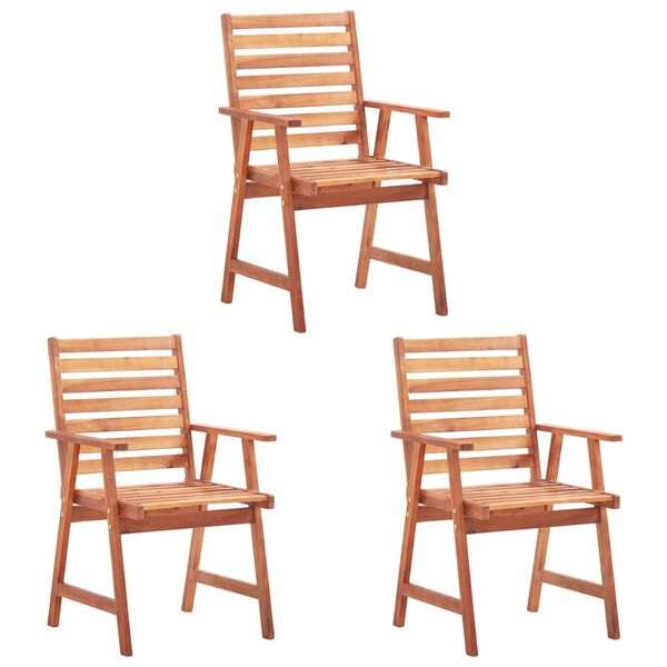 vidaXL Outdoor Dining Chairs 3 pcs with Cushions Solid Acacia Wood