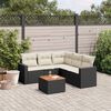 vidaXL 6 Piece Garden Sofa Set with Cushions Black Poly Rattan