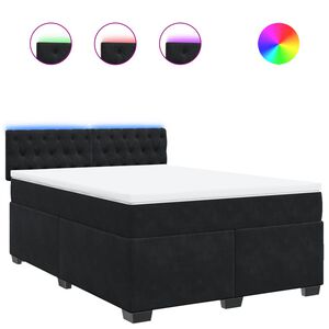 vidaXL Box Spring Bed with Mattress Black Double Velvet