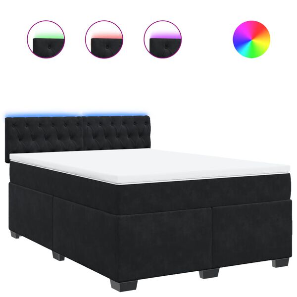 vidaXL Box Spring Bed with Mattress Black Double Velvet