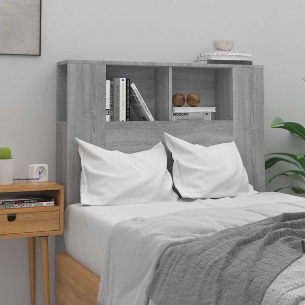 vidaXL Headboard Cabinet Grey Sonoma 100x18.5x102.5 cm