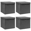 vidaXL Storage Box | Set of 4 | Grey | Non-woven fabric (100% polyester)