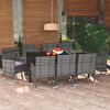 vidaXL 9 Piece Garden Dining Set with Cushions Poly Rattan Grey