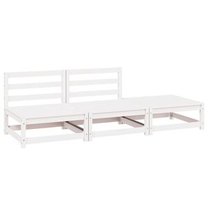 vidaXL 3 Piece Garden Lounge Set White Solid Pinewood