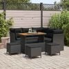 vidaXL Garden Sofa Set Height-Adjustable 9 pcs Black Poly Rattan