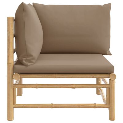 vidaXL Garden Corner Sofa with Taupe Cushions Bamboo
