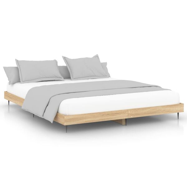 vidaXL Bed Frame without Mattress Sonoma Oak 150x200 cm King Size Engineered Wood