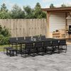 vidaXL 15 Piece Garden Dining Set with Cushions Black Textilene