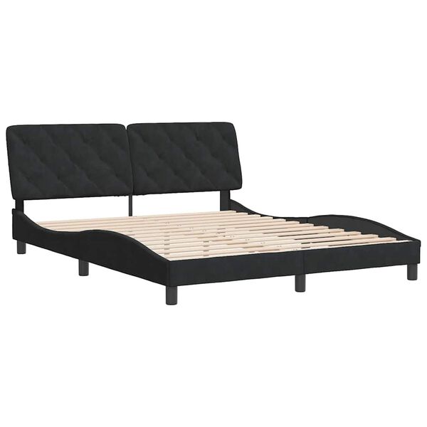 vidaXL Bed Frame without Mattress Black 152x203 cm Queen Velvet