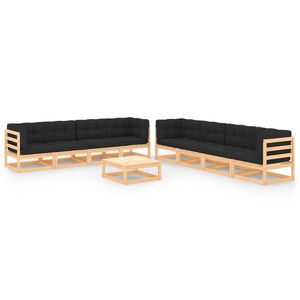 vidaXL 9 Piece Garden Lounge Set with Cushions Solid Wood Pine