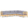 vidaXL 6 Piece Garden Lounge Set with Grey Cushions Solid Pinewood