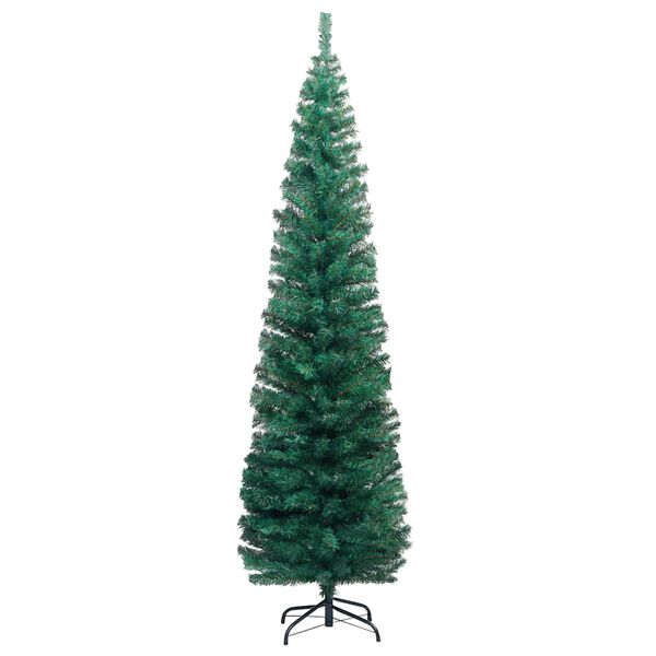 vidaXL Slim Artificial Pre-lit Christmas Tree with Ball Set Green 240 cm