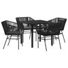 vidaXL Garden Dining Set with Cushion 5 pcs Black Powder-Coated Steel