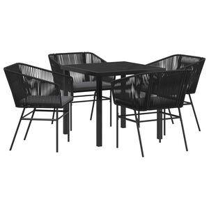 vidaXL Garden Dining Set 5 pcs Black Powder-Coated Steel