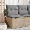 vidaXL Garden Sofa Armless with Cushions Beige Poly Rattan