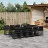 vidaXL 11 Piece Garden Dining Set with Cushions Black Poly Rattan