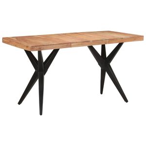 vidaXL Dining Table Black 140x70x76 cm Solid Wood Acacia