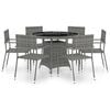 vidaXL 7 Piece Garden Dining Set Poly Rattan Anthracite & Grey