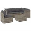 vidaXL 6 Piece Garden Lounge Set with Cushions Grey Poly Rattan