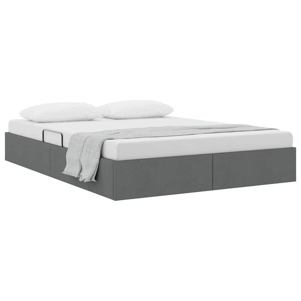 vidaXL Storage Bed with Mattress Dark Grey 153 x 203 cm Fabric