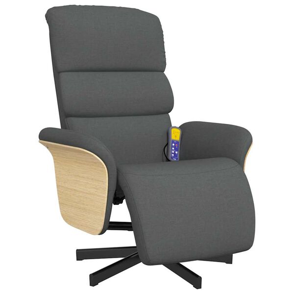 vidaXL Massage Recliner Chair with Footrest Dark Grey Fabric