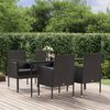 vidaXL 5 Piece Garden Dining Set with Cushions Black Poly Rattan