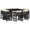 vidaXL 9 Piece Garden Dining Set with Cushions Light Grey Poly Rattan