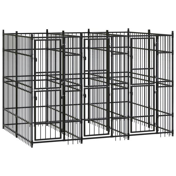 vidaXL Outdoor Dog Kennel Steel 5.53 m&sup2;