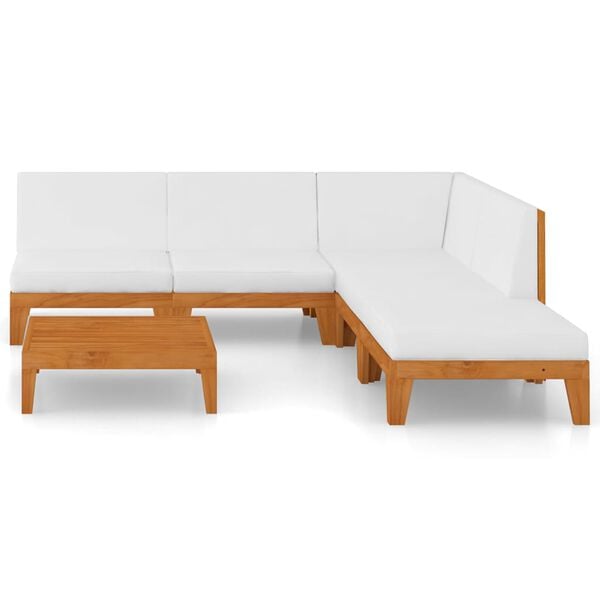 vidaXL 6 Piece Garden Lounge Set with Cushions Solid Acacia Wood