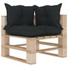 vidaXL Garden Pallet Corner Sofa with Anthracite Cushions Wood