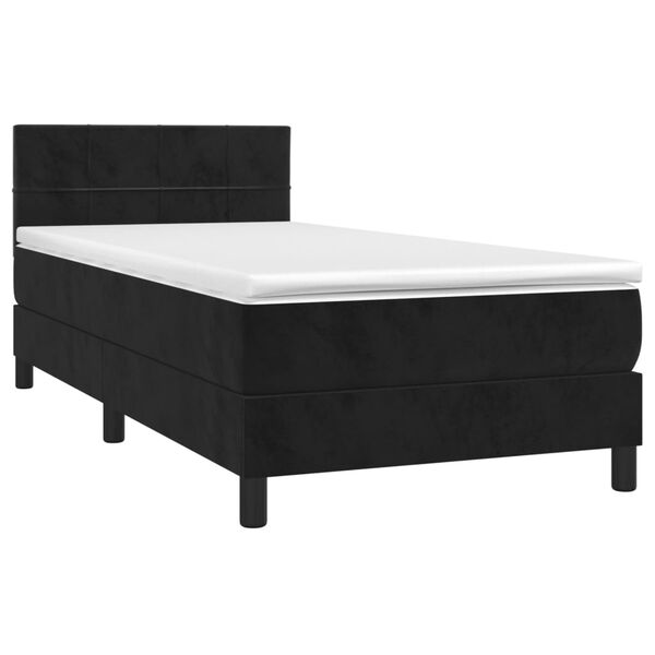 vidaXL Box Spring Bed with Mattress Black 106x203 cm King Single Size Velvet