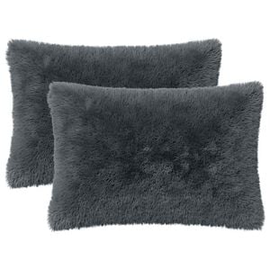 vidaXL Cushion with Pillow HEERLEN 2 pcs Anthracite PV Fleece