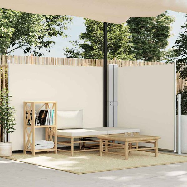 vidaXL Retractable Side Awning Cream 140x1000 cm