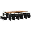 vidaXL 15 Piece Garden Dining Set with Cushions Black Poly Rattan