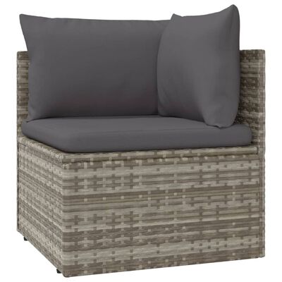 vidaXL 8 Piece Garden Lounge Set with Cushions Grey Poly Rattan