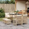 vidaXL 9 Piece Garden Dining Set with Cushions Beige Poly Rattan