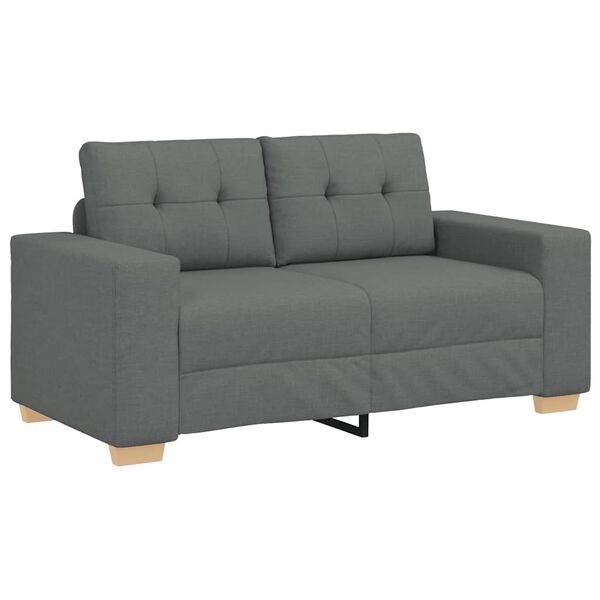 vidaXL 2 Piece Sofa Set with Cushions Dark Grey Fabric