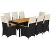 vidaXL 9 Piece Garden Dining Set with Cushions Black Poly Rattan