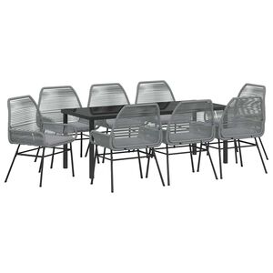 vidaXL Garden Dining Set 9 pcs Grey Poly Rattan