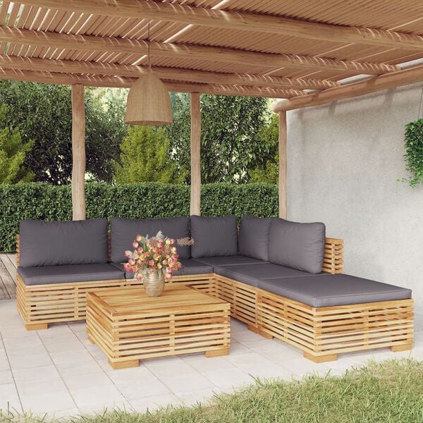 vidaXL 6 Piece Garden Lounge Set with Cushions Solid Teak Wood