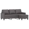 vidaXL 3-Seater Sofa with Footstool Grey 180 cm Faux Leather