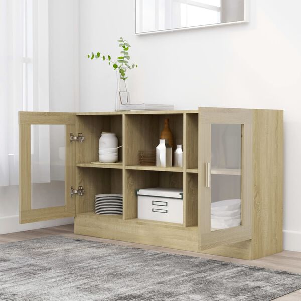 vidaXL Vitrine Cabinet Sonoma Oak 120x30.5x70 cm Engineered Wood